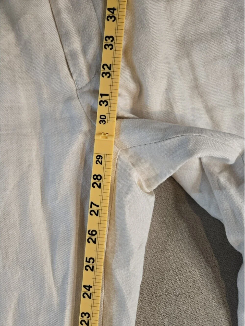 BAIRD MCNUTT Murano Slim Fit Beige Linen Cuffed Dress Pants Mens 30x30